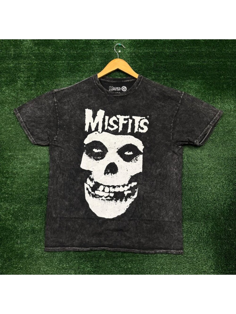 Misfits The Fiend Skull Punk Rock Band Mineral Wash T-Shirt Size Large